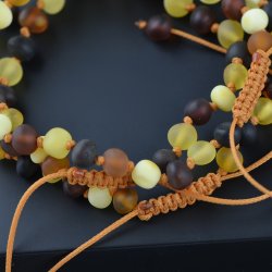 Womens adjustable amber bracelet raw mix color